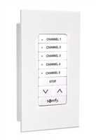 Somfy Decoflex Surface 5 Channel RTS Wirefree Wall Switch White 1870025